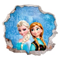 Vinilos disney frozen anna y elsa agujero pared 3d